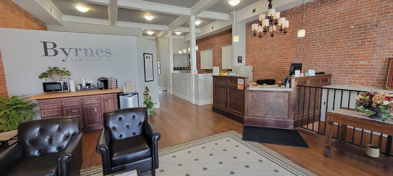 The welcoming lobby inside the Byrnes Law Office in Amery, Wisconsin